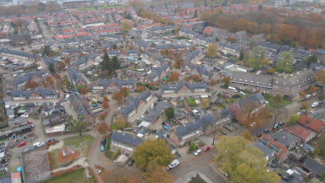 Aerial-of-a-modernized-suburban-neighborhood-with-solar-panels-on-rooftops