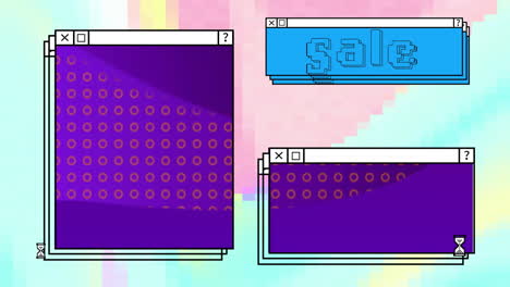 animation of colourful shapes moving over sale text