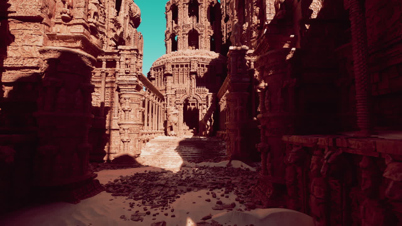 사막 에 있는 고대 성전 의 폐허