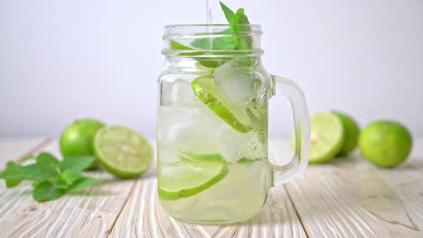 iced lime soda with mint - refreshing drink