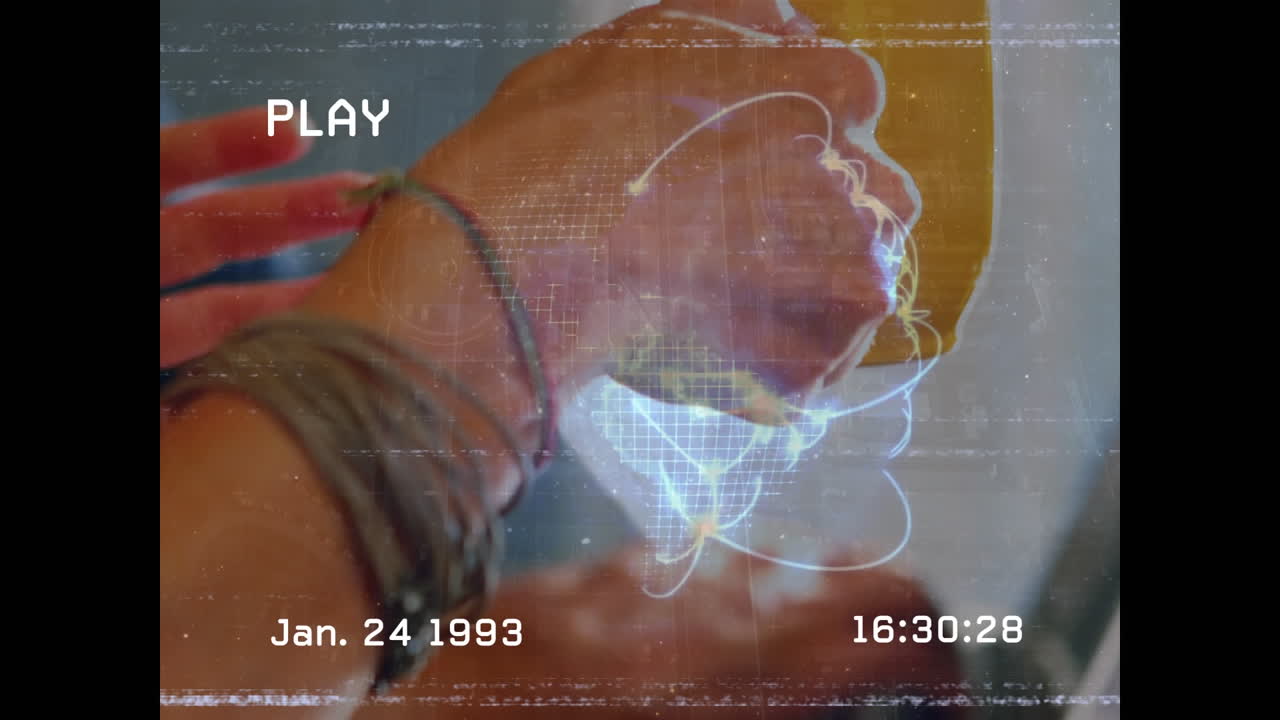 animación de interferencia y mundo sobre diversos hombres de negocios