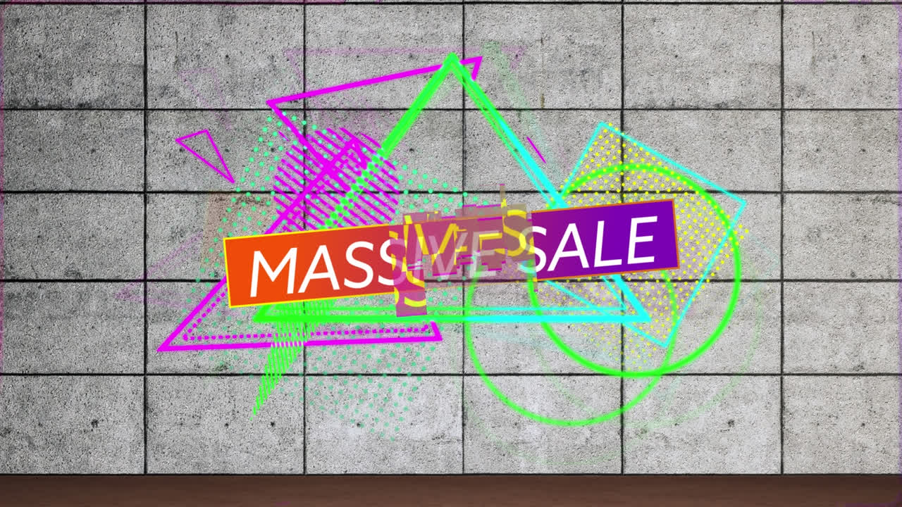 추상적인 배경 위에 대량 판매 텍스트의 애니메이션