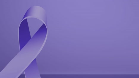 Animation-of-purple-ribbon-symbol-over-pale-purple-background