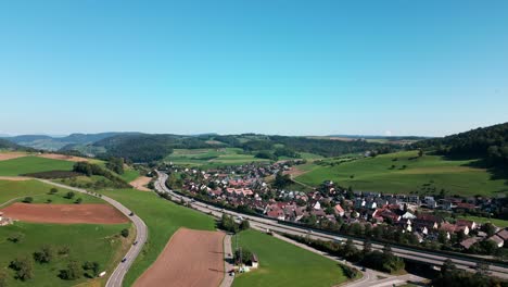 a highway through the beautiful nature of switzerland towards the end of summer-1