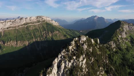 cinematic view of a mountain top in the haute-savoie region in france