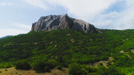 mountain scenery with rocks and forest