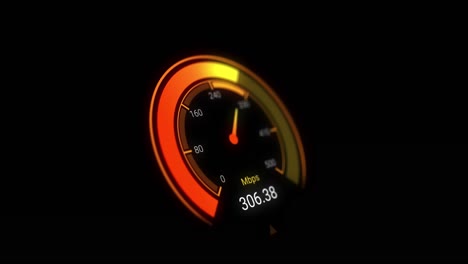 animación del velocímetro naranja sobre fondo negro