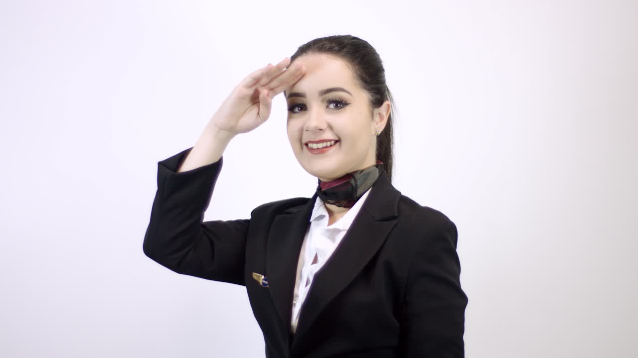 Flight Attendant Saluting