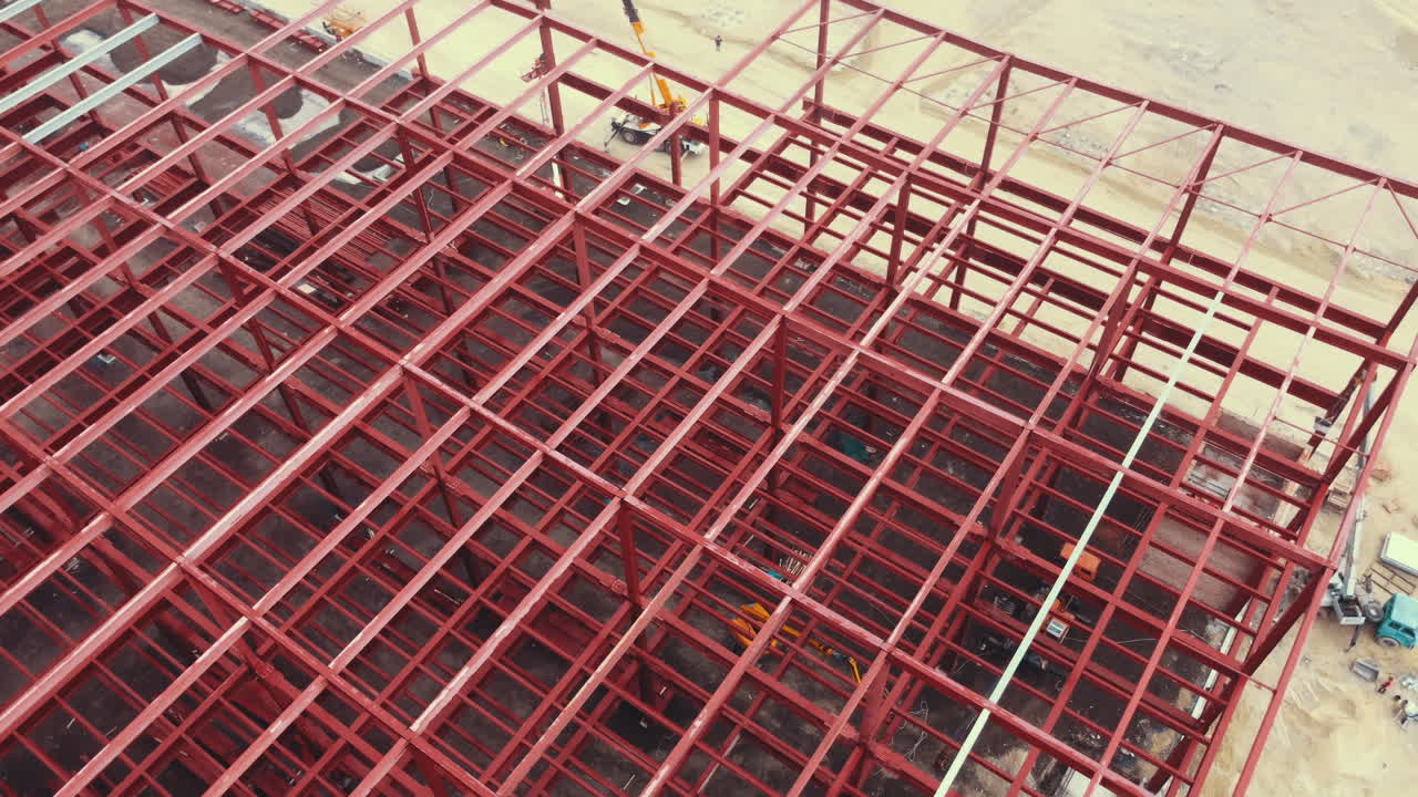 Aerial View of a Large Industrial Building Under Construction