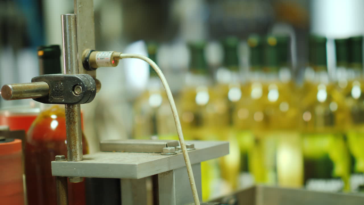 와인병에 라벨을 붙이는 기계