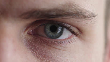 hombre de cerca ojo azul abriéndose mirando a la cámara visión de la vista visión