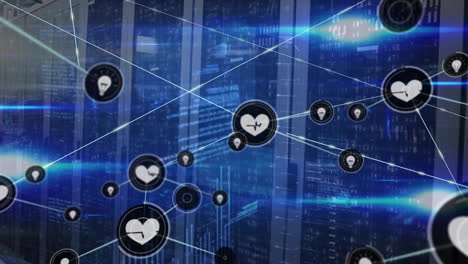 animación del procesamiento de datos con conexiones a través de servidores informáticos