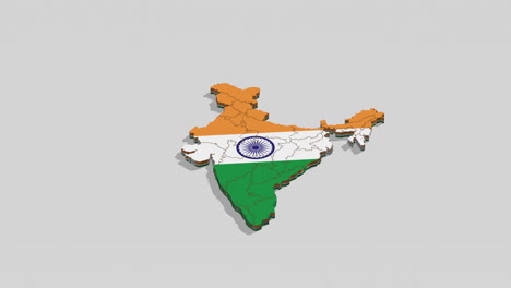 3d animations of india map with indian flag texture on it