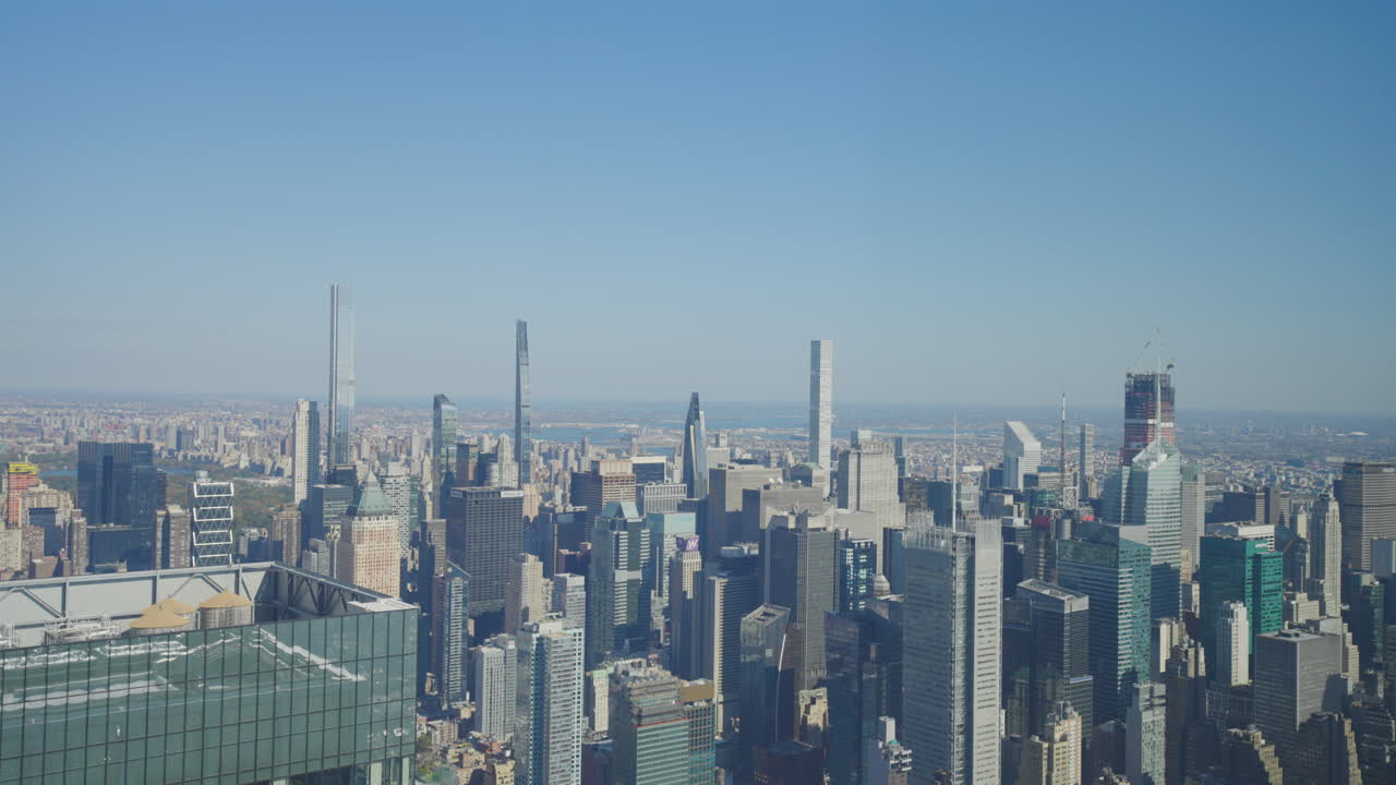 뉴욕 시의 스카이 라인 공중 풍경