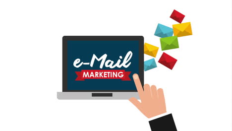 email social media marketing with laptop animation