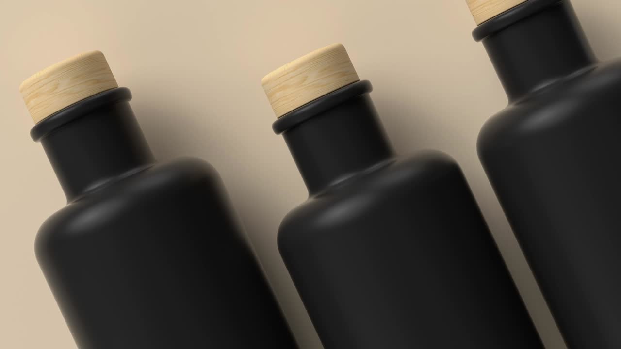 추상 3d 렌더링 모션 검은 병 컨테이너