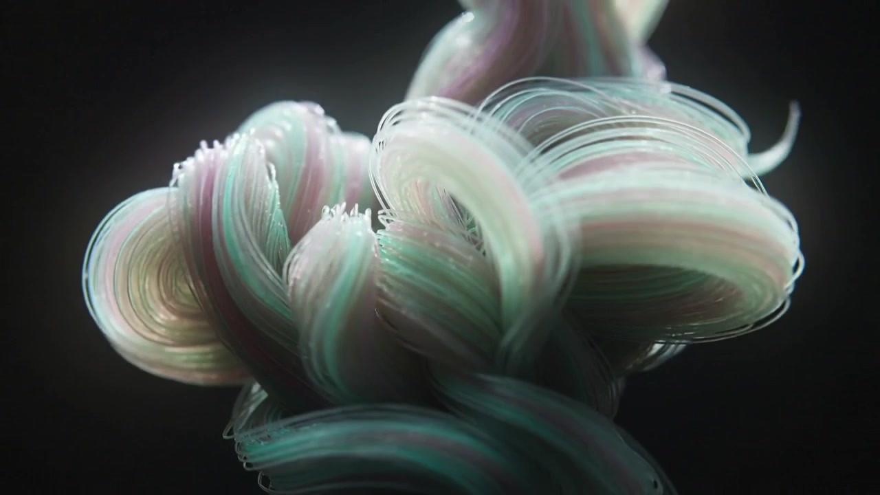Abstract 3D Animation of Flowing Pastel Strands