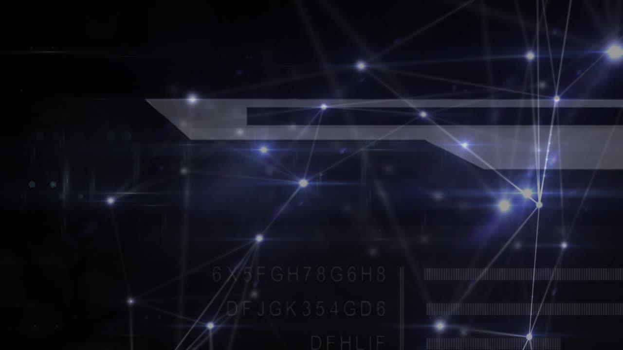 검은 바탕 위의 연결 네트워크와 의료 데이터 처리의 애니메이션