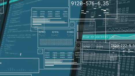 animación del procesamiento de datos financieros en pantallas
