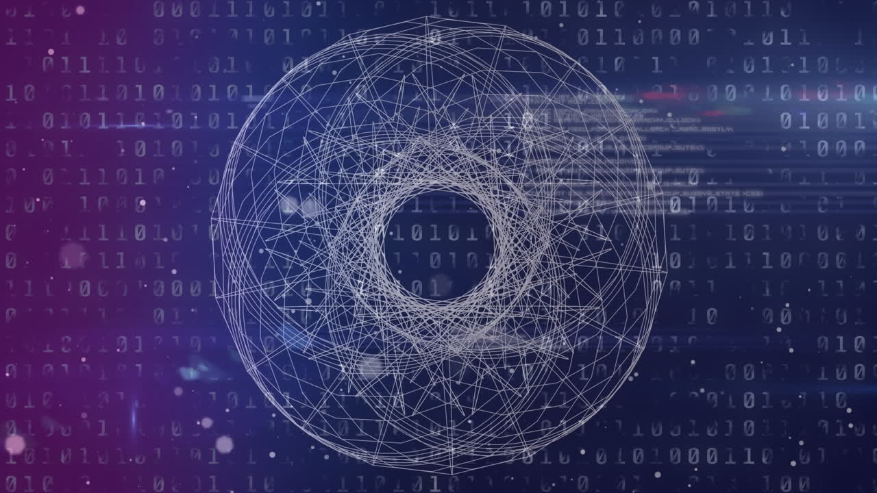 Animation of data processing over circles and spots