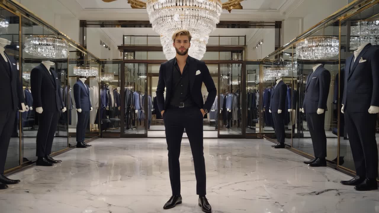 Man in Suit in Luxury Boutique