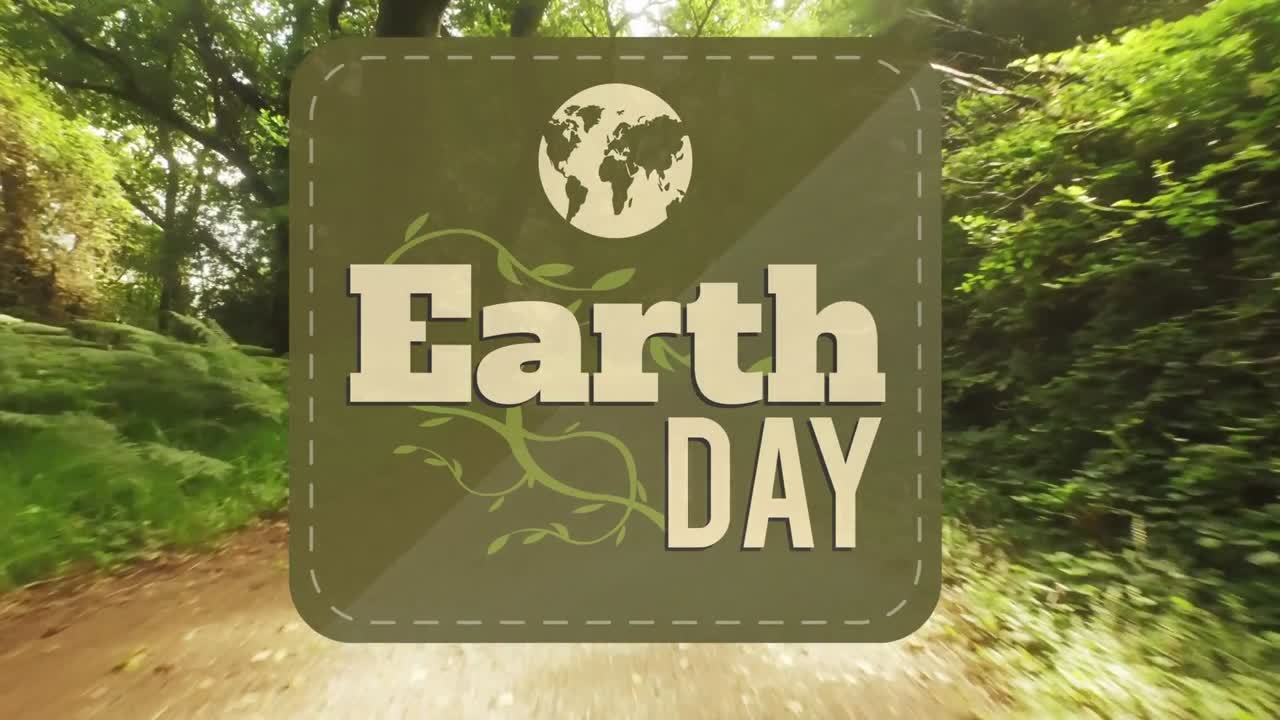 анимация текста дня земли над лесом