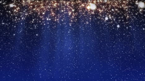 sparkling stars and glowing lights animation over deep blue background