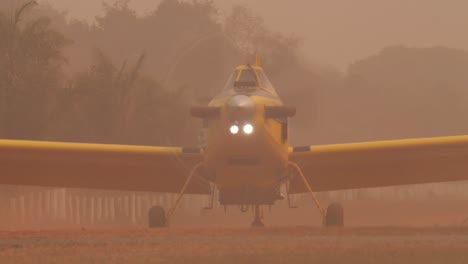 firefighting airplane in pantanal taking of