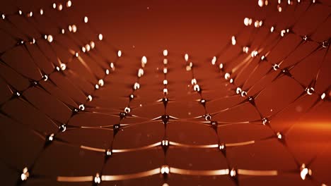 Red transparent network grid 3D render loopable animation