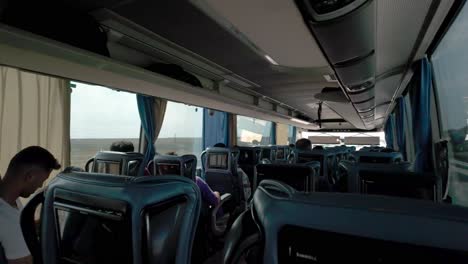 sunlight fills the bus interior, creating a calm atmosphere during the trip from ankara to konya