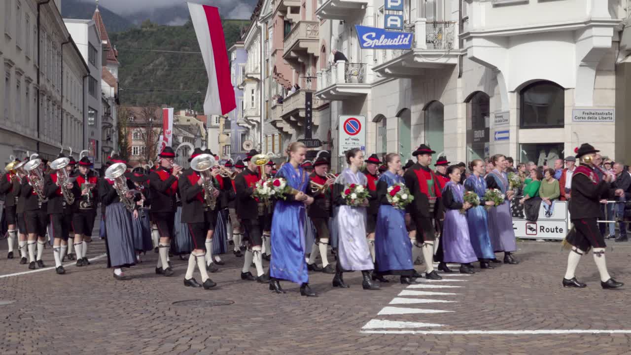 Traditional Parade in a European Town
