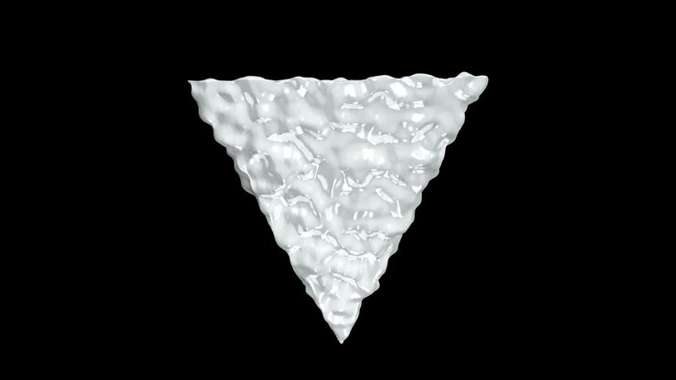 White Liquid Triangle on Black Background. Loop Animation