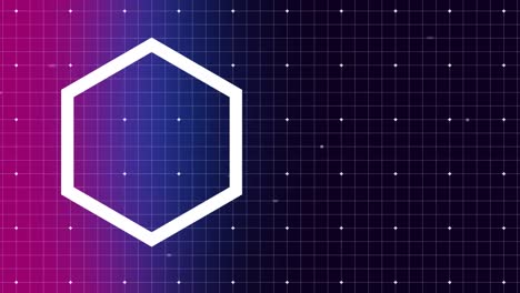 hexagon turning around itself against grid pattern