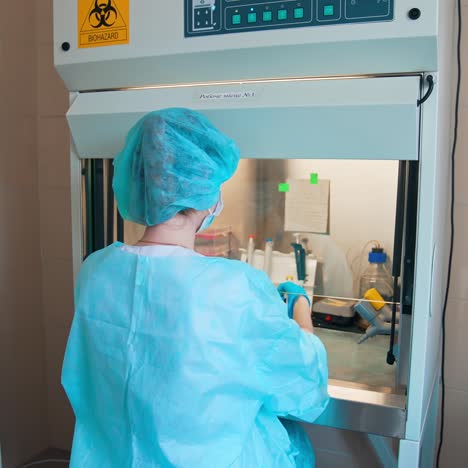 laboratory scientist holds samples. process of coronavirus testing examination by nurse medic in laboratory lab