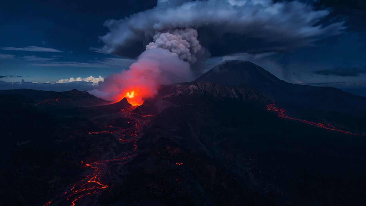 Eruzione vulcanica notturna