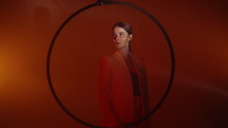 woman in a ring, studio portrait