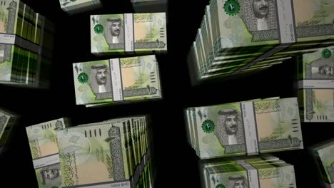 3d flight over the bahrain dinar money banknote packs loop animation