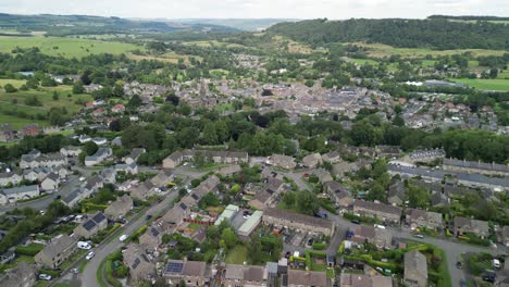 historic market town of bakewell - drone flyover, derbyshire, the peak district, uk