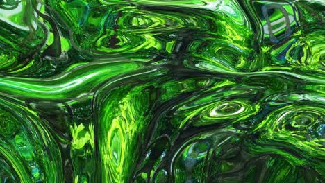 patrón líquido como ondas en movimiento en bucle. 3d elegante bg verde abstracto de superficie ondulada como vidrio líquido brillante con hermosos colores de gradiente. animación fluida colorida de moda de 4k.