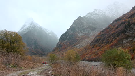 autumn hiking in mountain valley