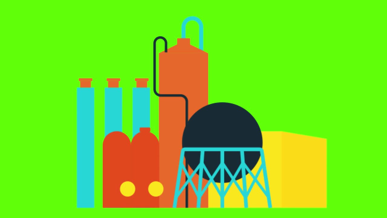 녹색 화면 배경에 수소 에너지의 애니메이션