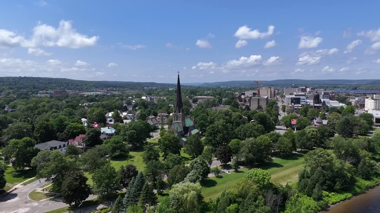 Aerial view of Fredericton, New Brunswick, Canada during a summer sunny day