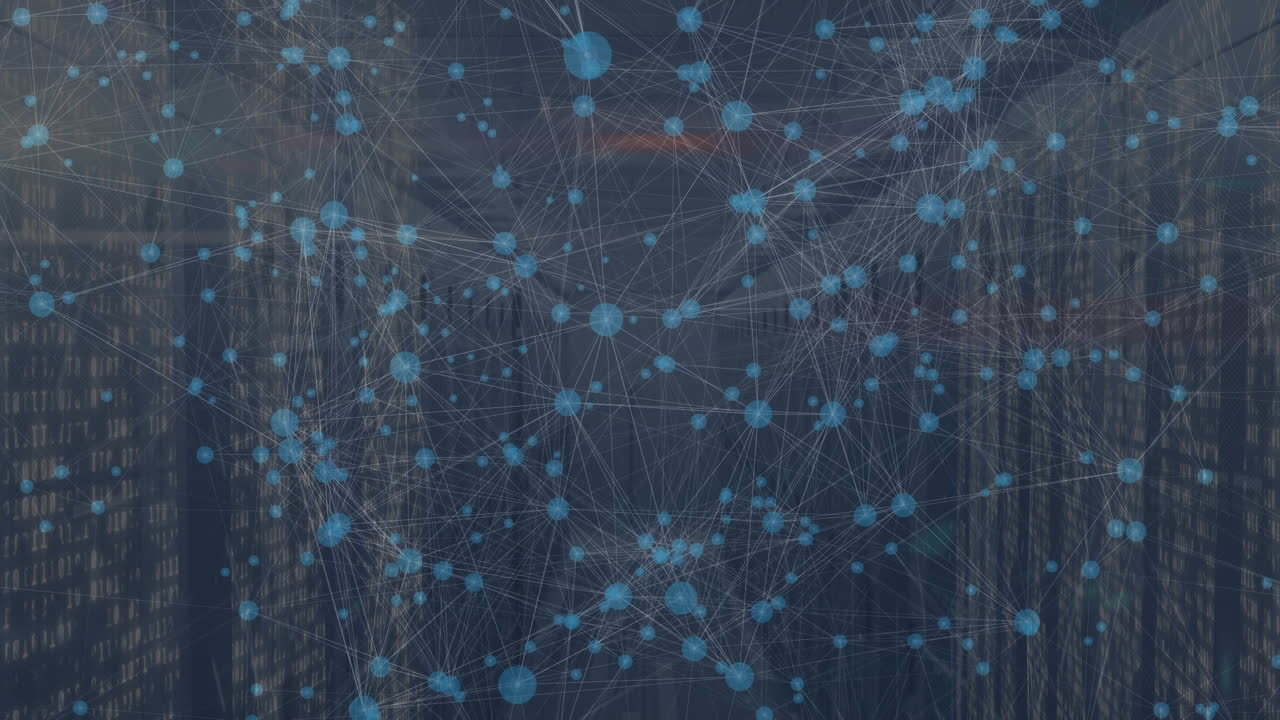 Animation of network of connections over server room