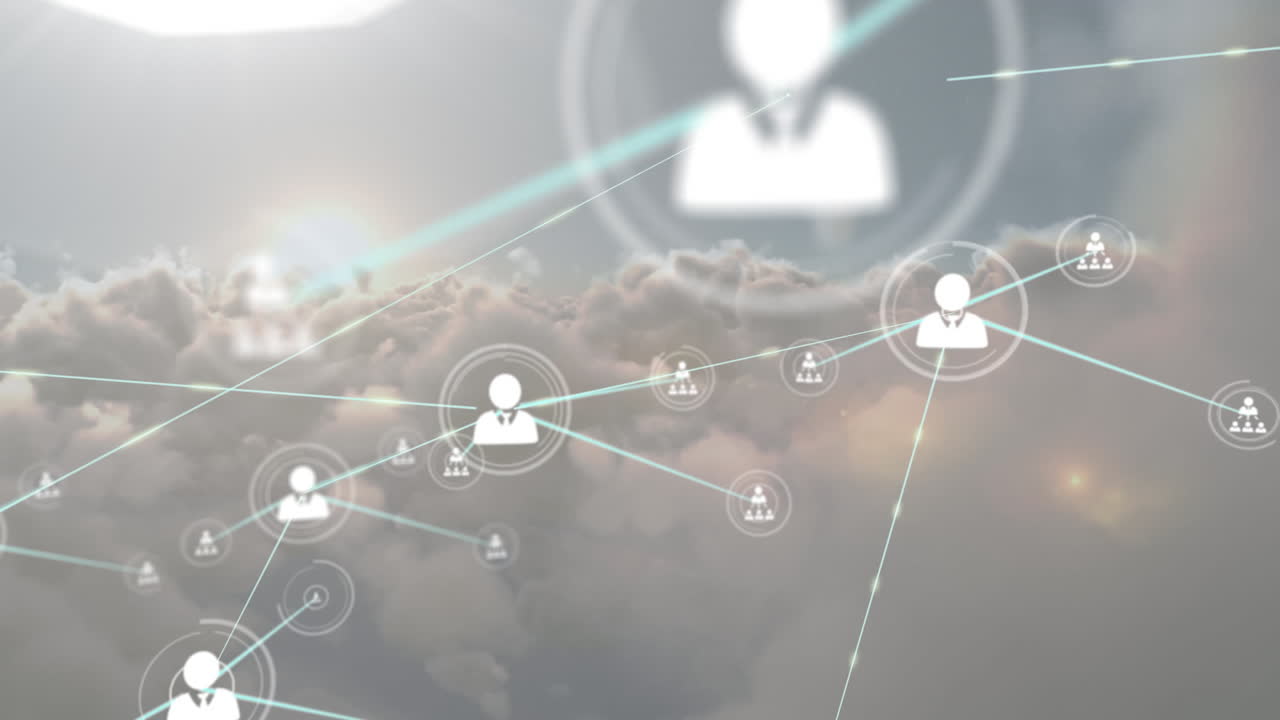 하늘의 구름과 태양에 대항하여 프로필 아이콘 네트워크의 애니메이션