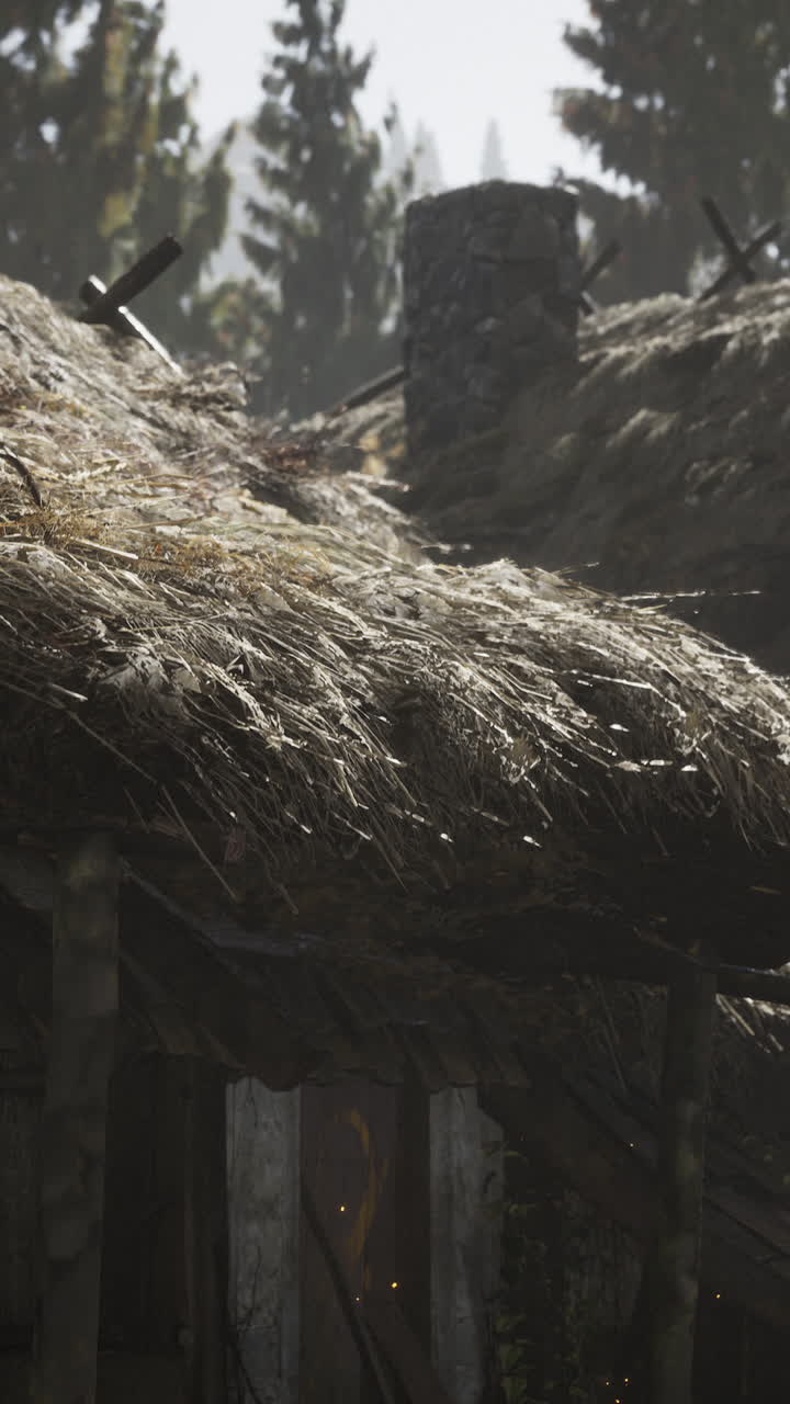 viejo pueblo retro en el bosque de pinos