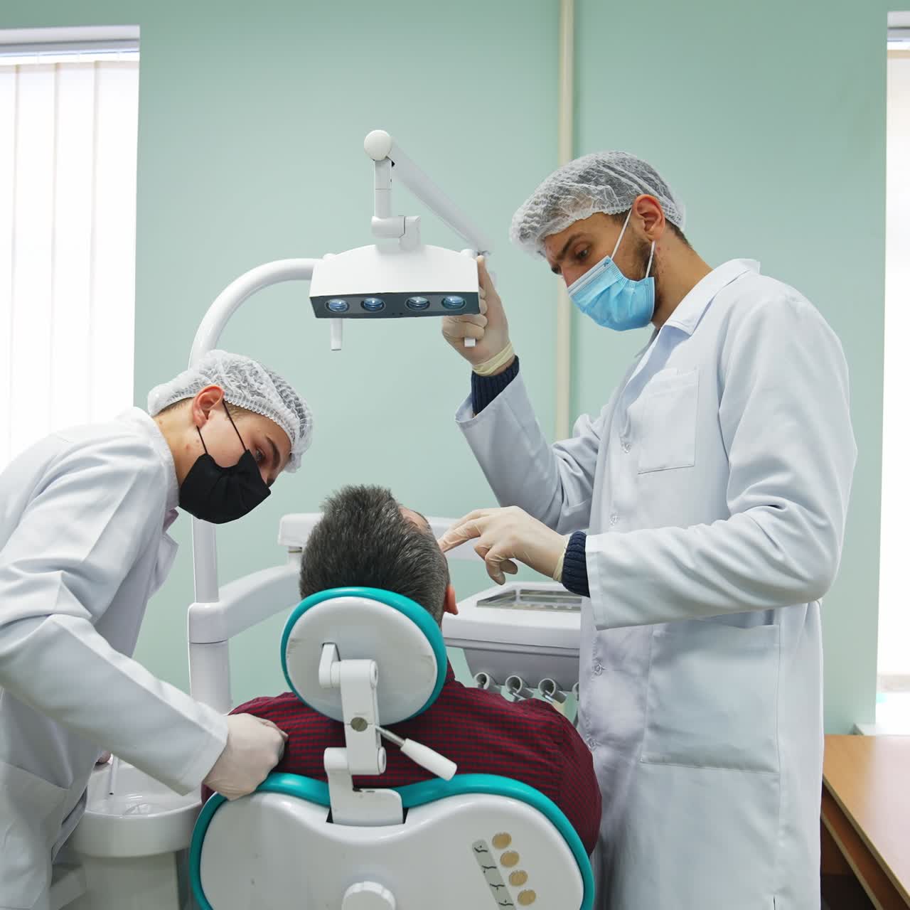 University learning dentistry work. Medical stomatology school studying