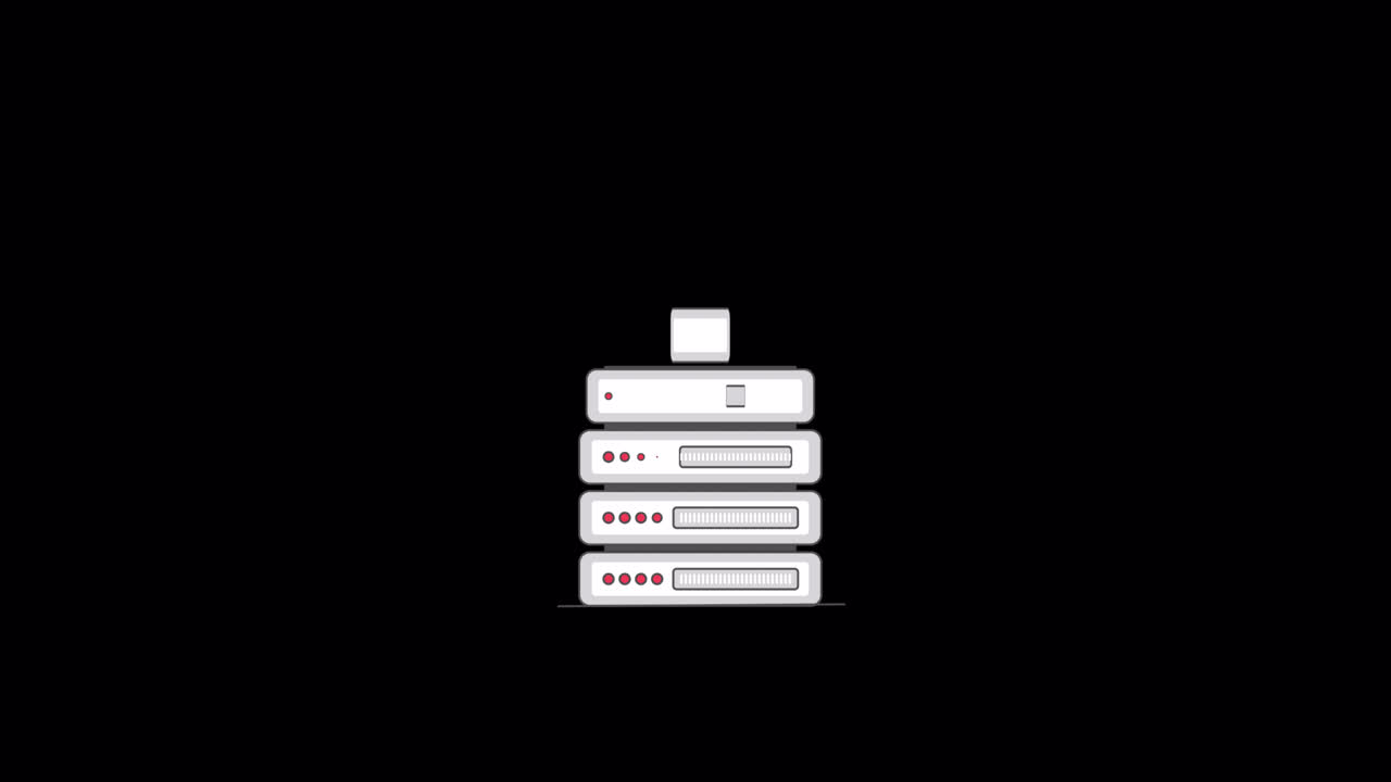 Animated Server Rack with Data Security Shield