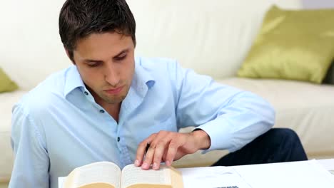 Handsome-brunette-man-working-