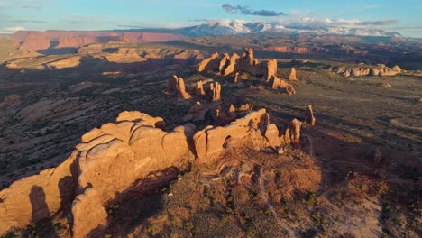 aerial view of red rocks at arches national park in utah