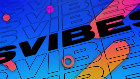 animation of social media vibes text and shapes on blue vibrant background